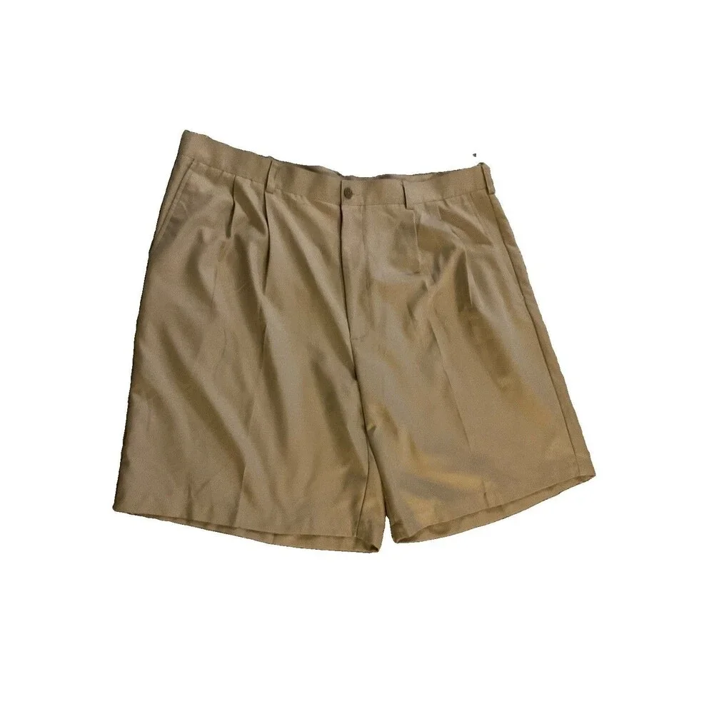 Perry Ellis America Mens Golf Shorts Men’s Pleated Dress Khaki Pockets Size 42